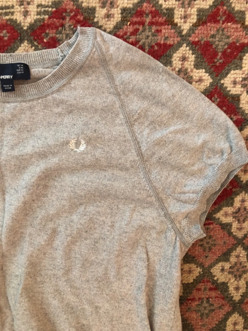 Fred Perry Raglan Sweater Dress Stretch Cotton/Cashmere Knit UK 14 US 10 - Picture 4 of 8
